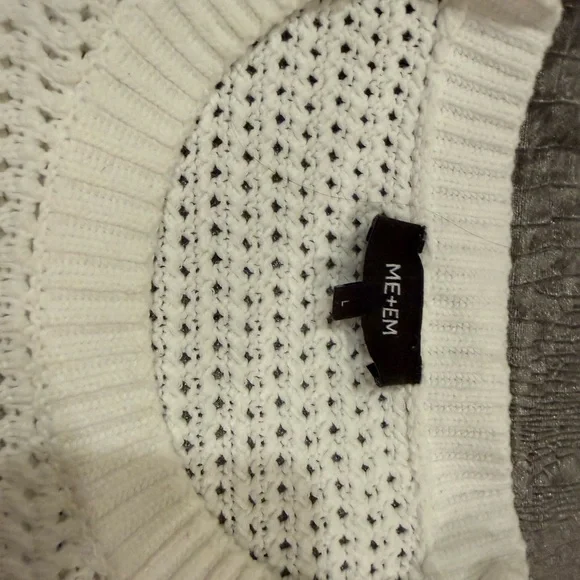 ME+EM White Open-Knit Cotton Sweater Tagged size L, fits more like S-M (!) - Picture 3 of 12